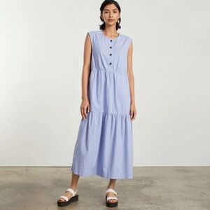 Everlane tiered striped cotton midi dress